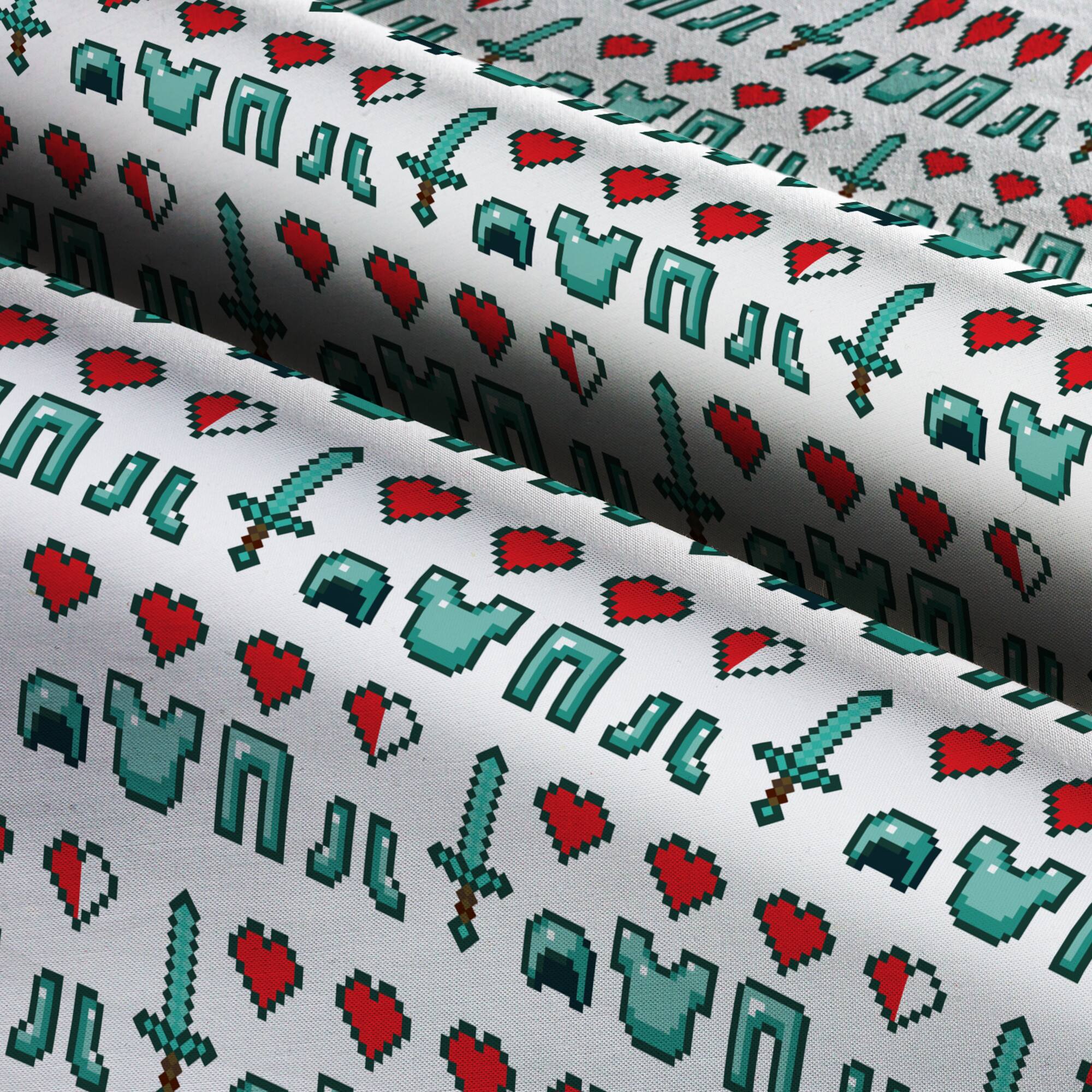 Mojang Minecraft Diamond Icons Cotton Fabric